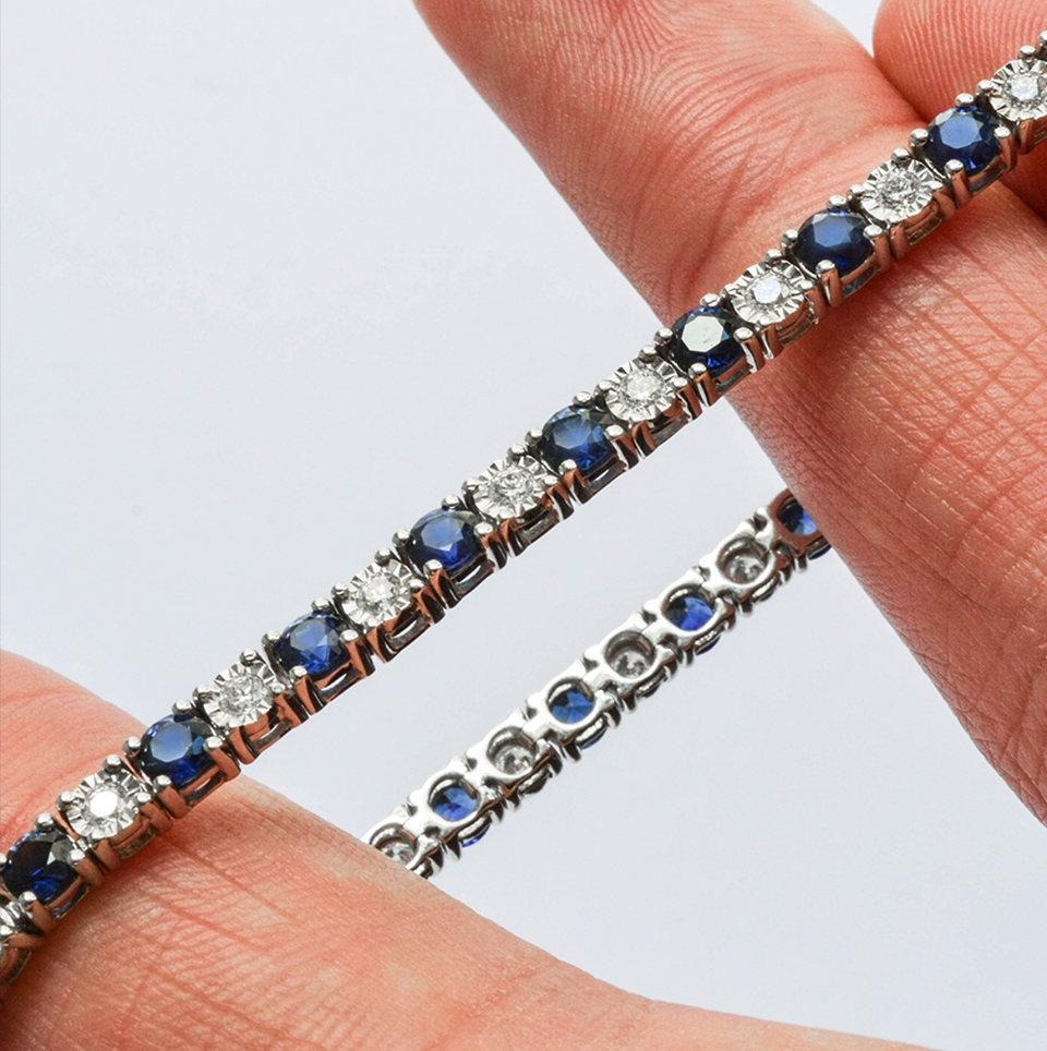 Beards Jewellers Sapphire and Diamond Tennis Bracelet 
